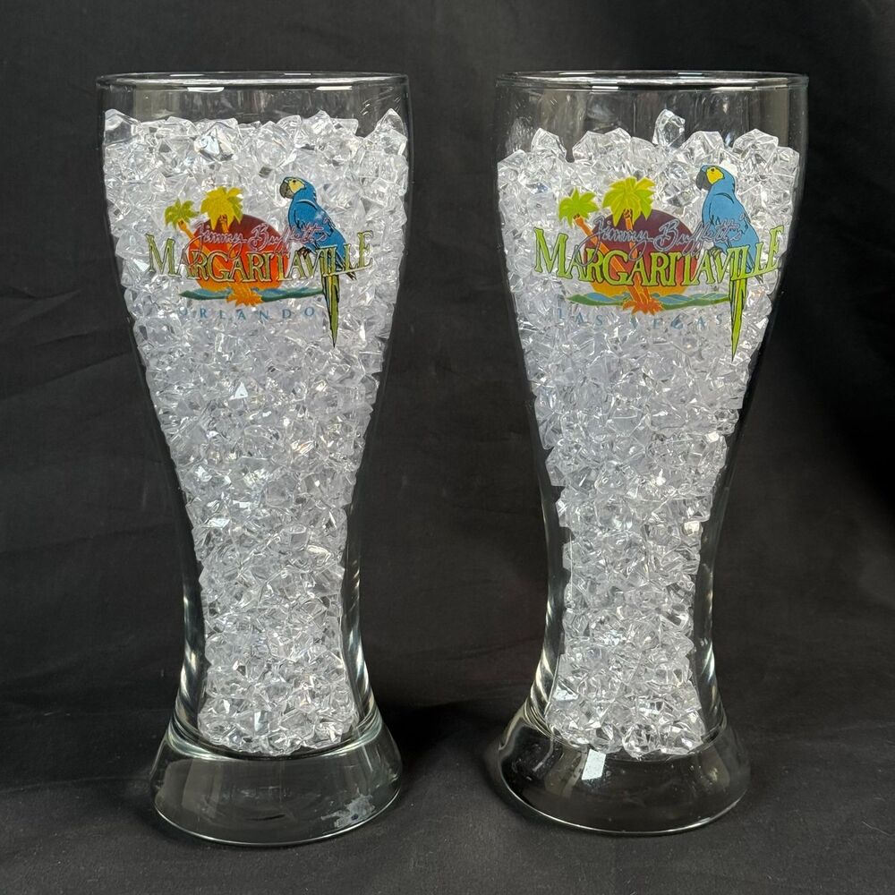 Lot Of 2 Jimmy Buffett Margaritaville Las Vegas Orlando Pilsner Glass Parrothead